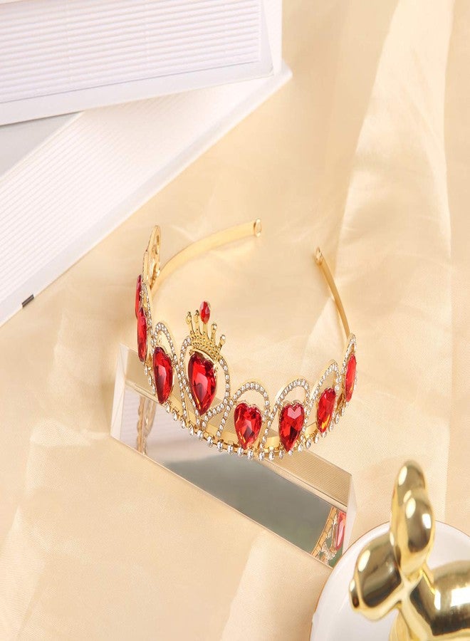 HEIKLN Descendant Gold Tiara Red Heart Crown and Necklace Rise of Red Jewelry Set Queen of Hearts Evie Costume Fan Jewelry Gift for Party - Image 2